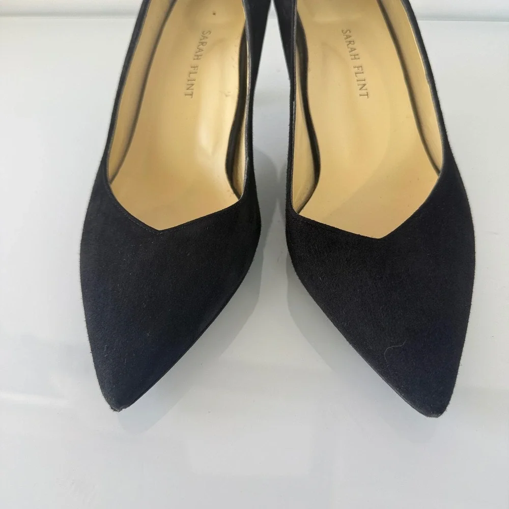 Sarah Flint Perfect Kitten Pumps Women 40 Black Suede Sculptural Heel Italy